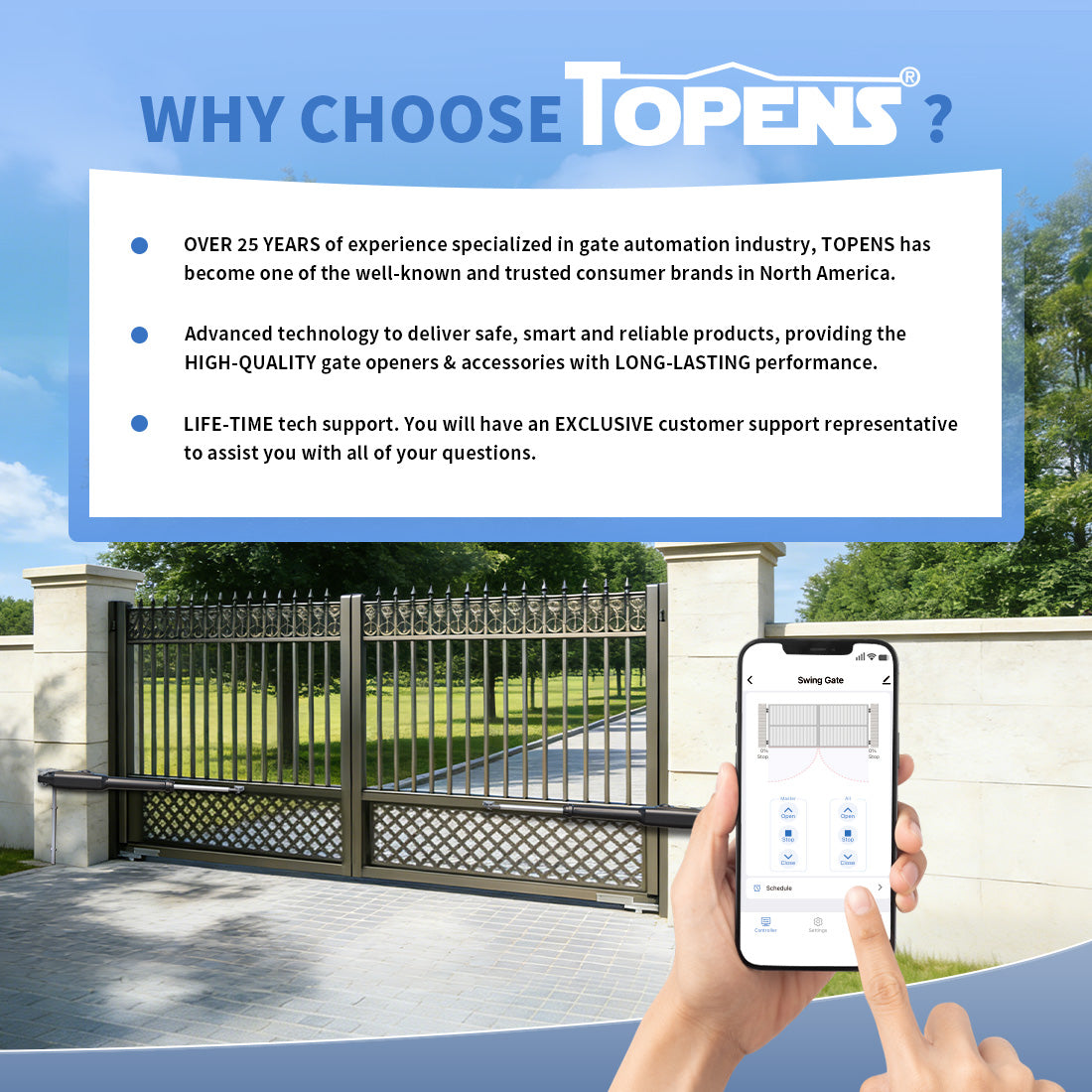 TOPENS XD552 Smart Dual Swing Gate Opener Why Choose Topens