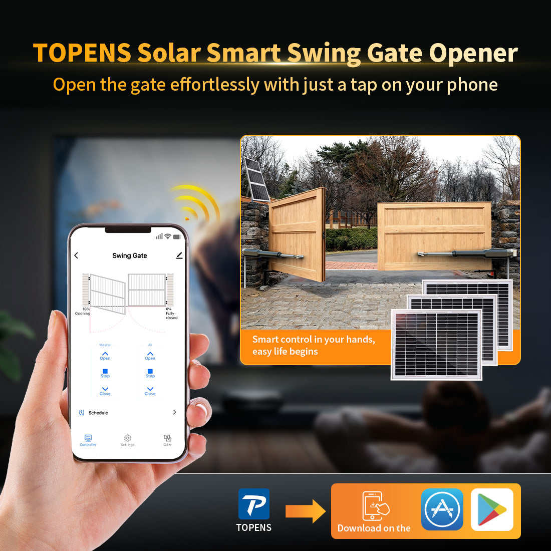 TOPENS-XD852S-Smart-Solar-Swing-Gate-Opener-APP-Control
