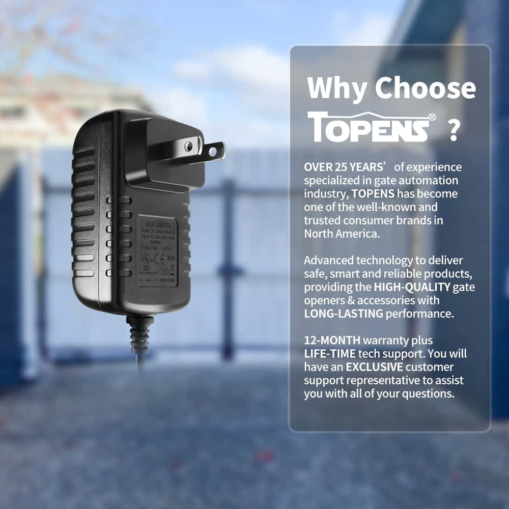 TS24-U AC to DC Adapter for Swing Gate Opener | TOPENS