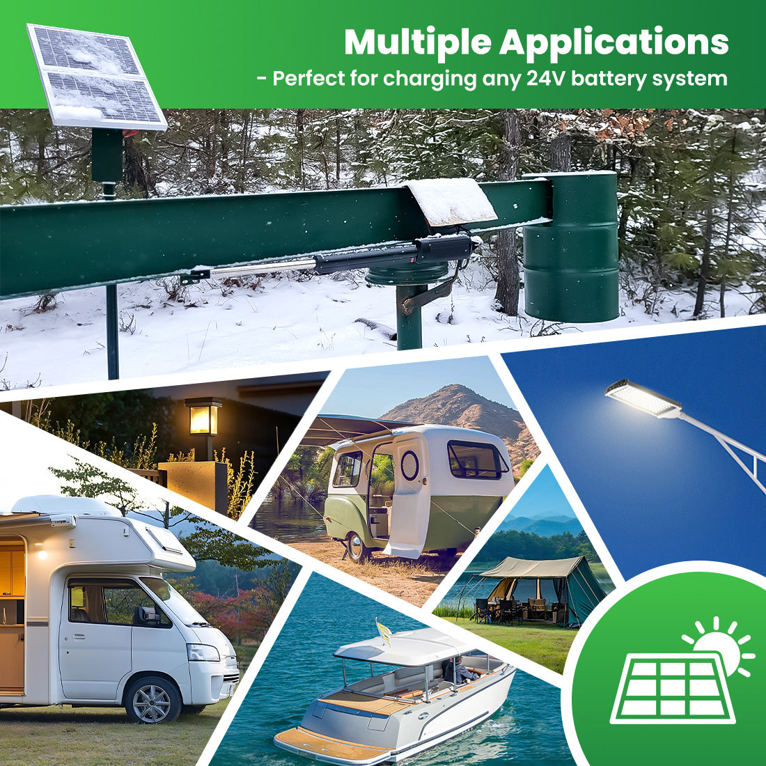 TSQ20W 20 Watt Solar Panel for Gate Opener Multiple Applications