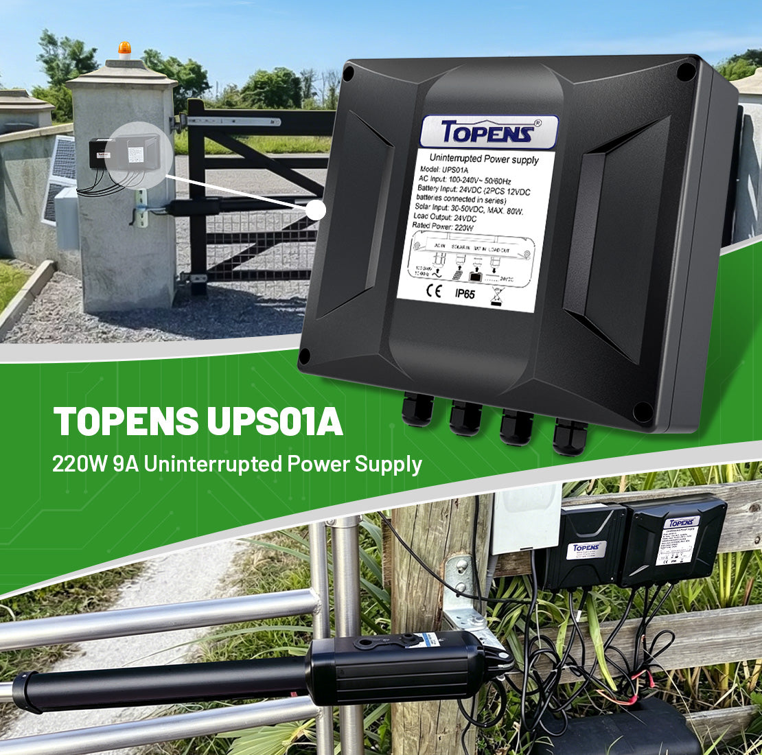 UPS01A Uninterruptible Power Supply Low Voltage Transformer for Gate Openers, Battery Charger & Solar Systems, CCTV Security Cameras