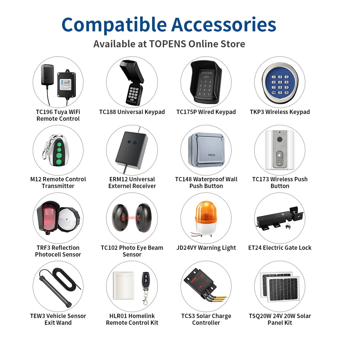 Various TOPENS Gate Opener Accessories Online